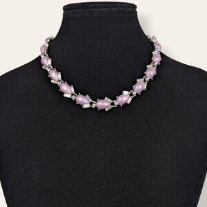 V. Kramer Pink Thermoset Cabochon Choker Necklace
